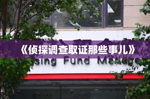 华安《侦探调查取证那些事儿》