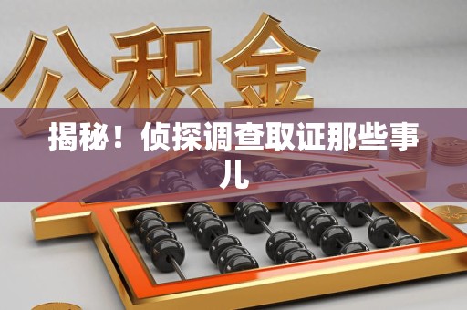 华安揭秘！侦探调查取证那些事儿