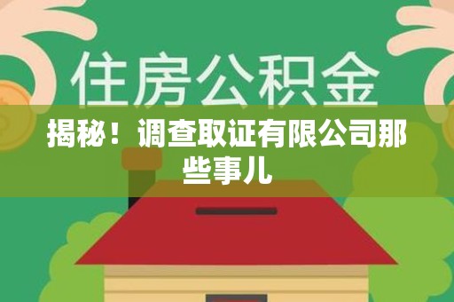 华安揭秘！调查取证有限公司那些事儿