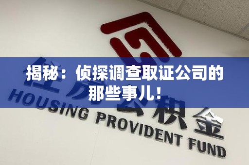 华安揭秘：侦探调查取证公司的那些事儿！