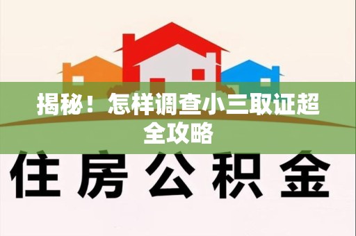 华安揭秘！怎样调查小三取证超全攻略