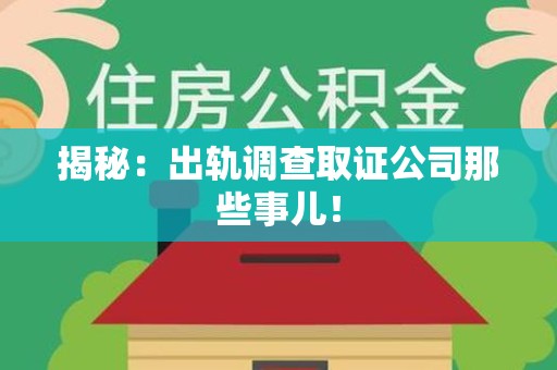 华安揭秘：出轨调查取证公司那些事儿！