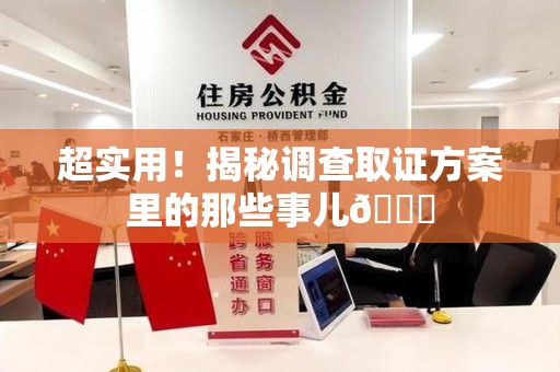 华安超实用！揭秘调查取证方案里的那些事儿😎