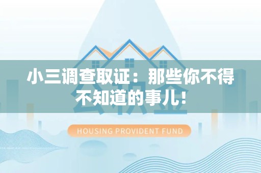 华安小三调查取证：那些你不得不知道的事儿！