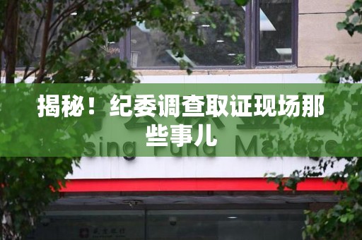 华安揭秘！纪委调查取证现场那些事儿
