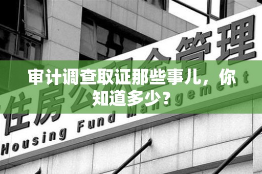华安审计调查取证那些事儿，你知道多少？