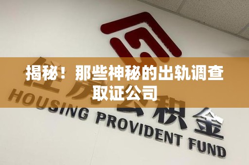 华安揭秘！那些神秘的出轨调查取证公司