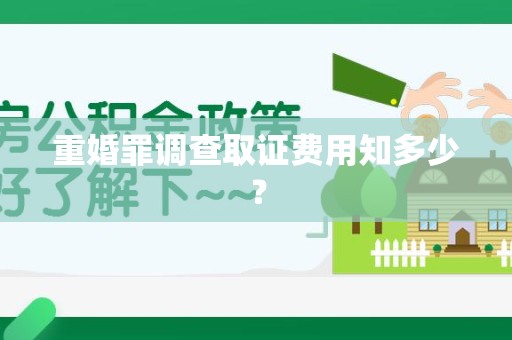华安重婚罪调查取证费用知多少？