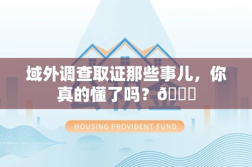 华安域外调查取证那些事儿，你真的懂了吗？😎