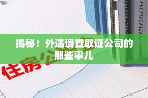 华安揭秘！外遇调查取证公司的那些事儿