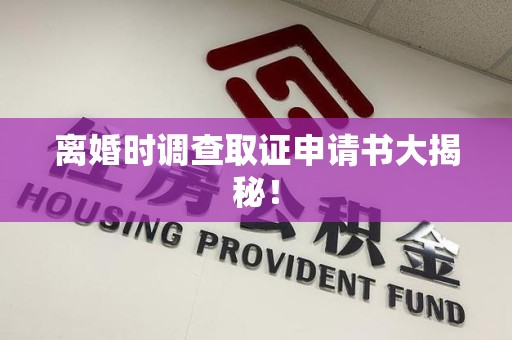 华安离婚时调查取证申请书大揭秘！